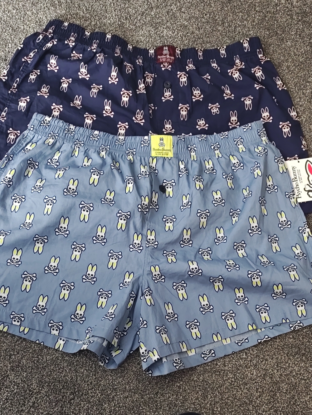 Psycho Bunny Boxer Shorts Pair in Light Blue and Navy Bunny Print